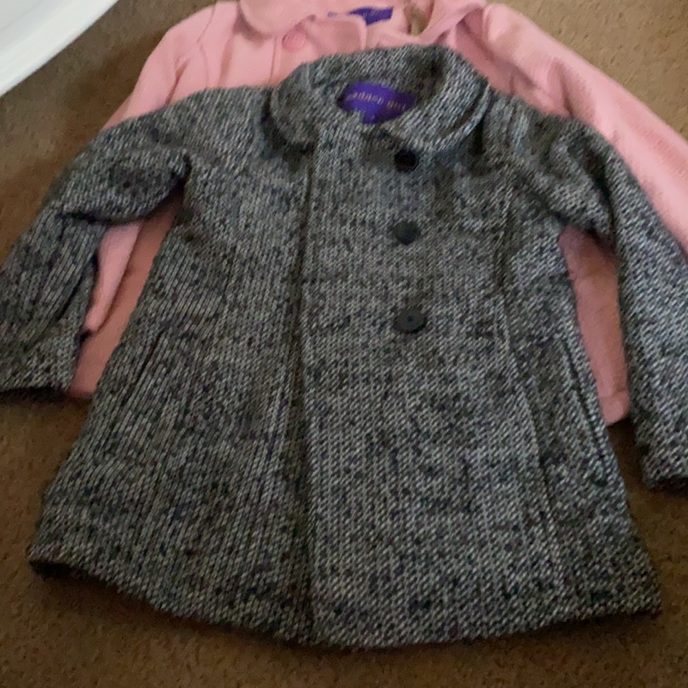 2 little girls pea coat size 5 - Picture 2 of 7